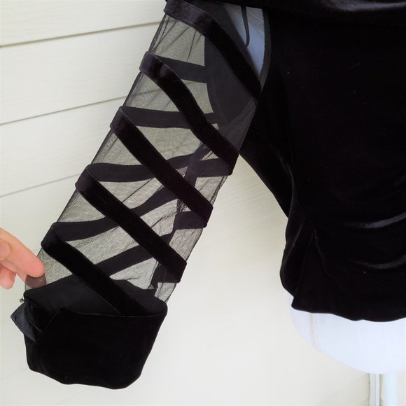 NWT black velvet rhinestone embellished elegant MILLA BELL top - Picture 3 of 8